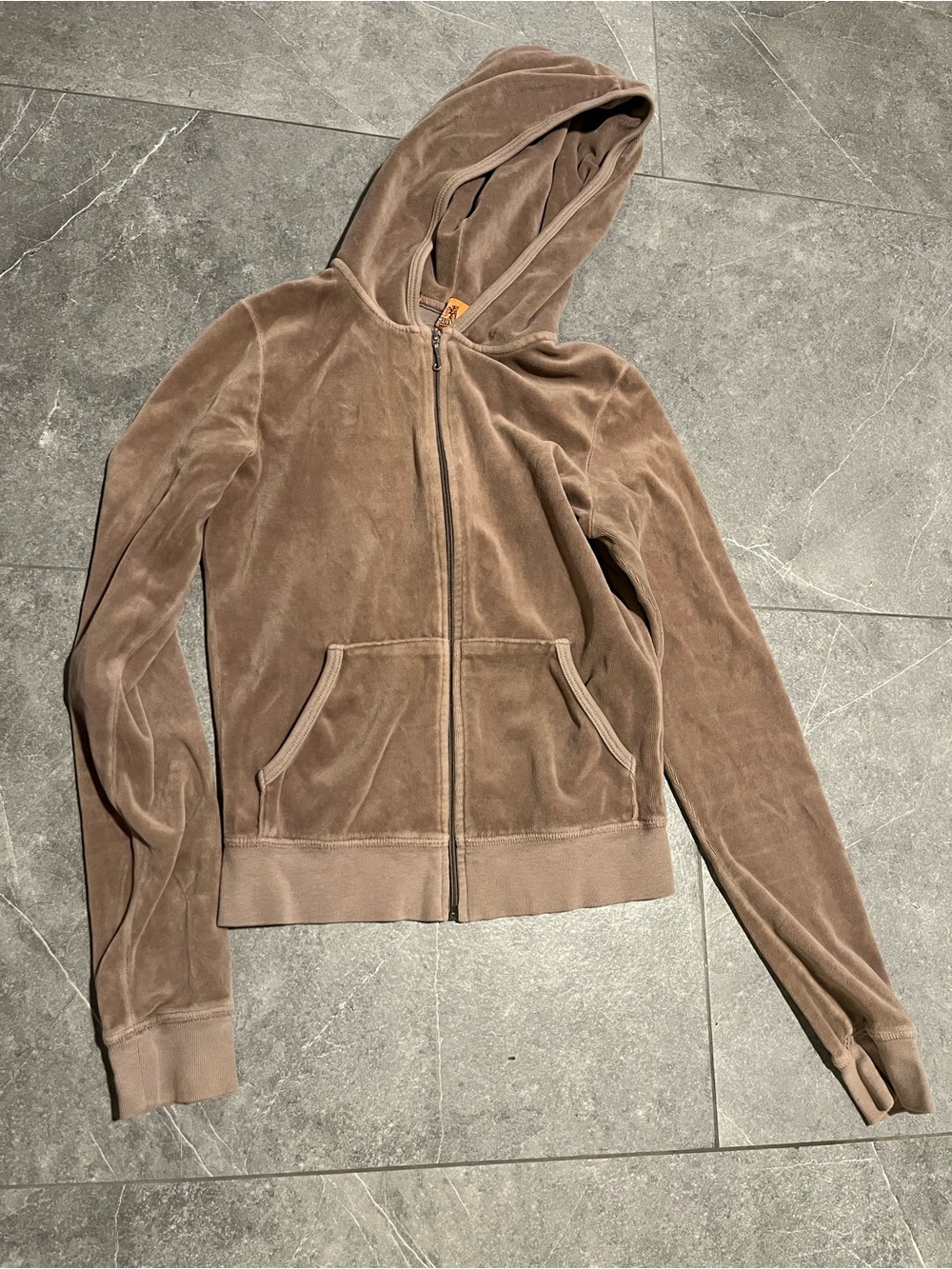 Women's Brown Velour Zip-Up Hoodie Jacket Juicy Couture Size Small